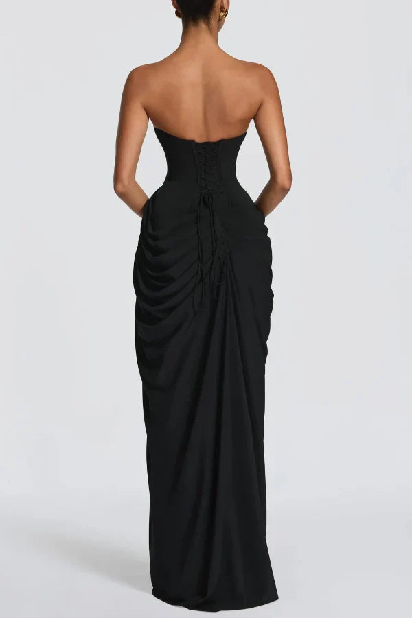 CYRA | STRAPLESS CHIFFON MAXI DRESS