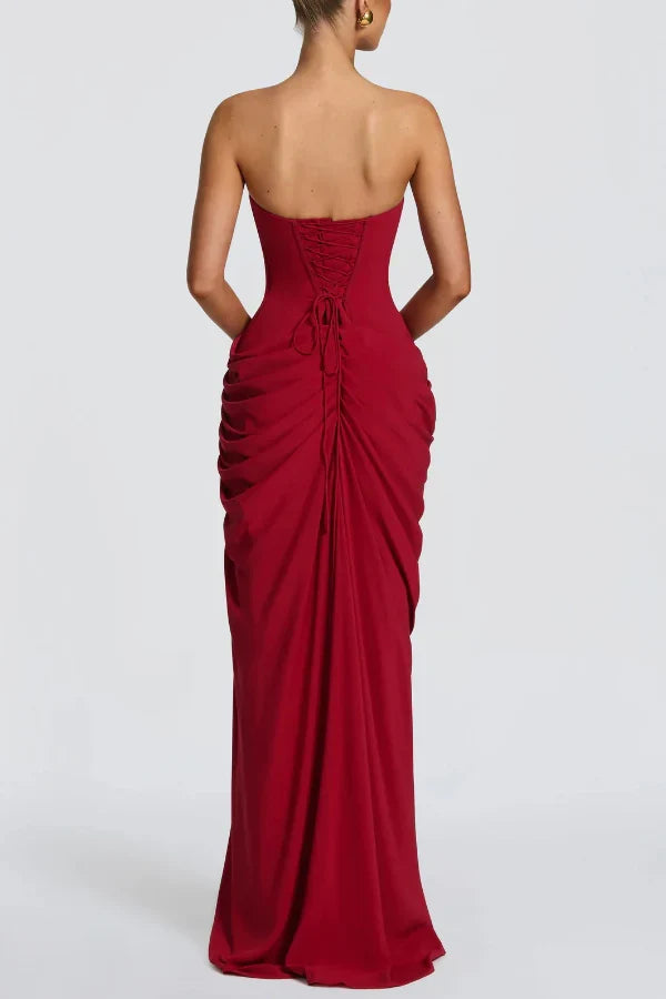 CYRA | STRAPLESS CHIFFON MAXI DRESS