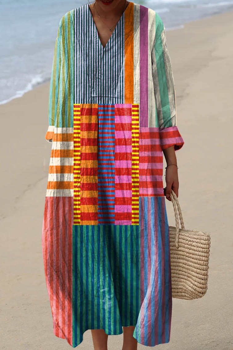 AVA | COLORBLOCK V-NECK DRESS