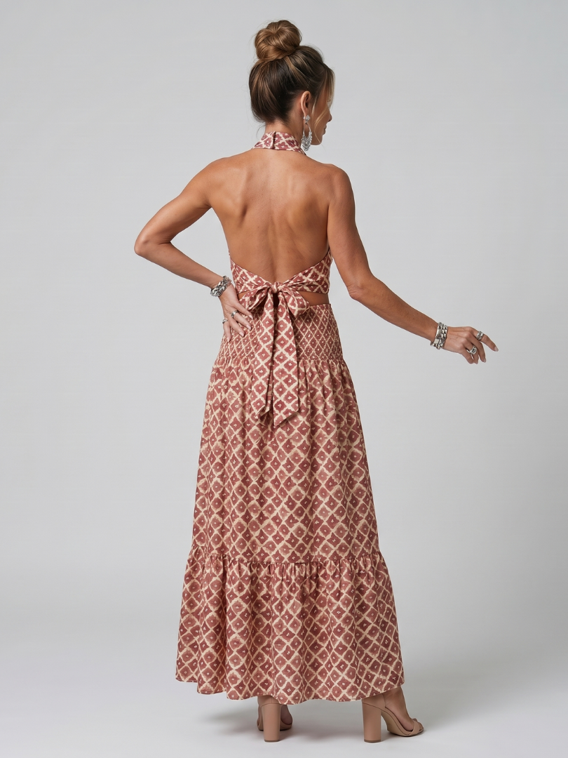 Amira | Cross Halter Geometric Print Set
