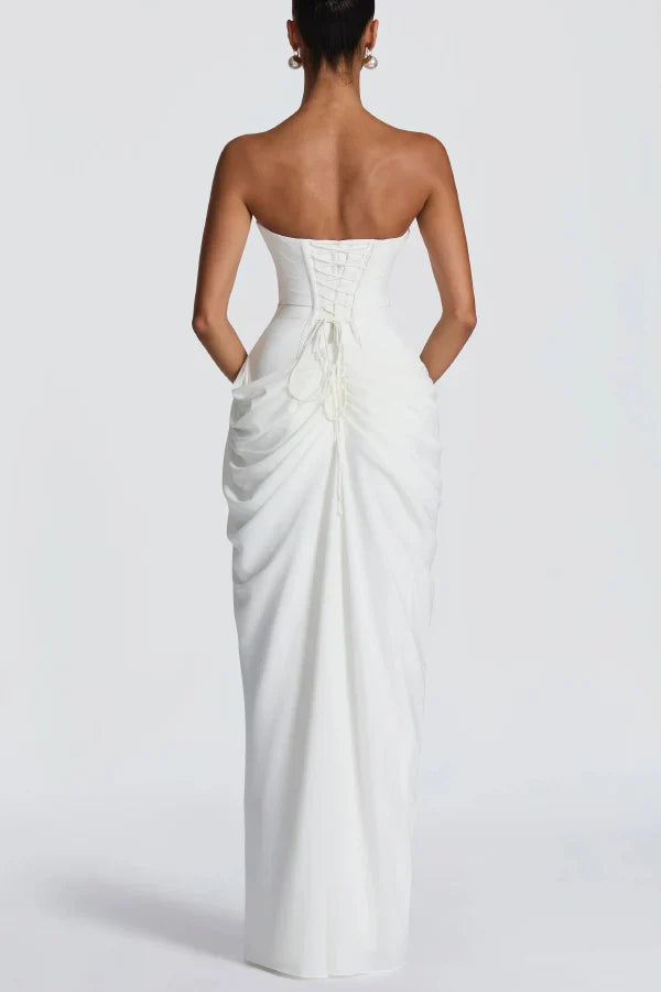 CYRA | STRAPLESS CHIFFON MAXI DRESS
