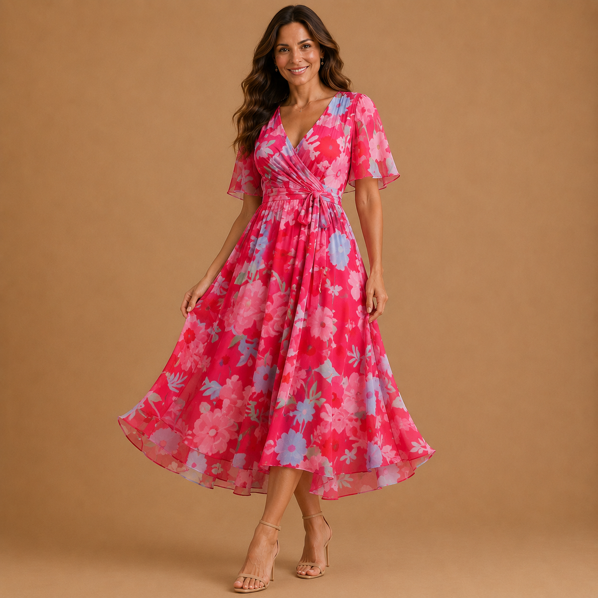 EVON | Casual dress with a simple print and V-neck