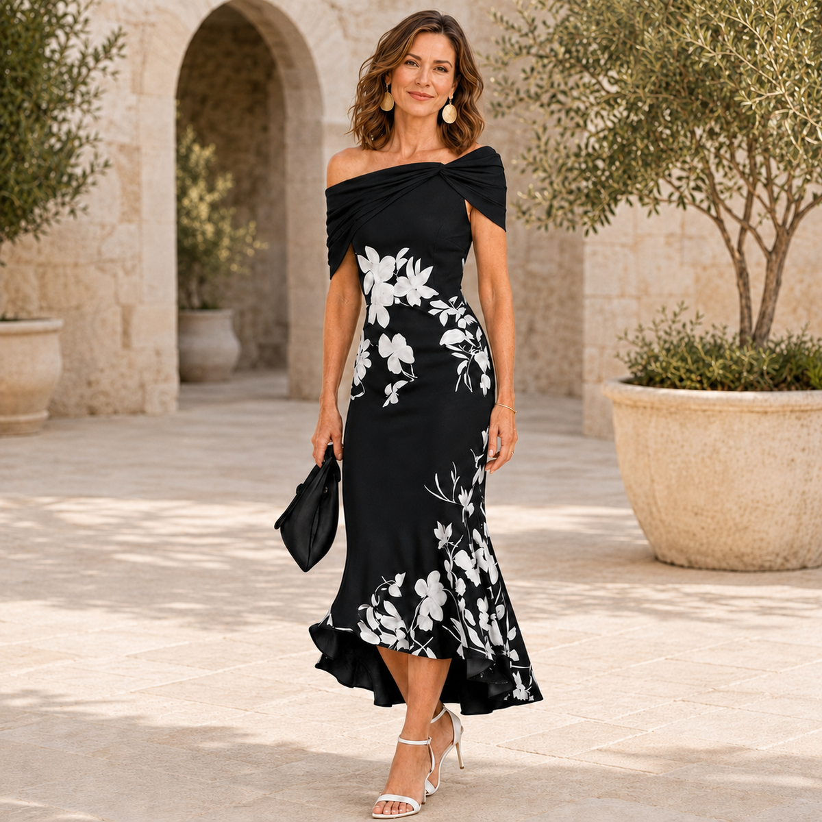 Althea | Off-Shoulder Floral Midi Dress for Women
