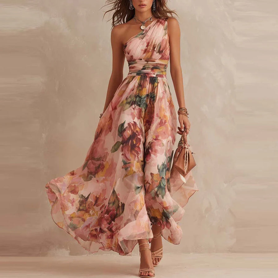 AURORA | ONE-SHOULDER FLORAL MAXI DRESS