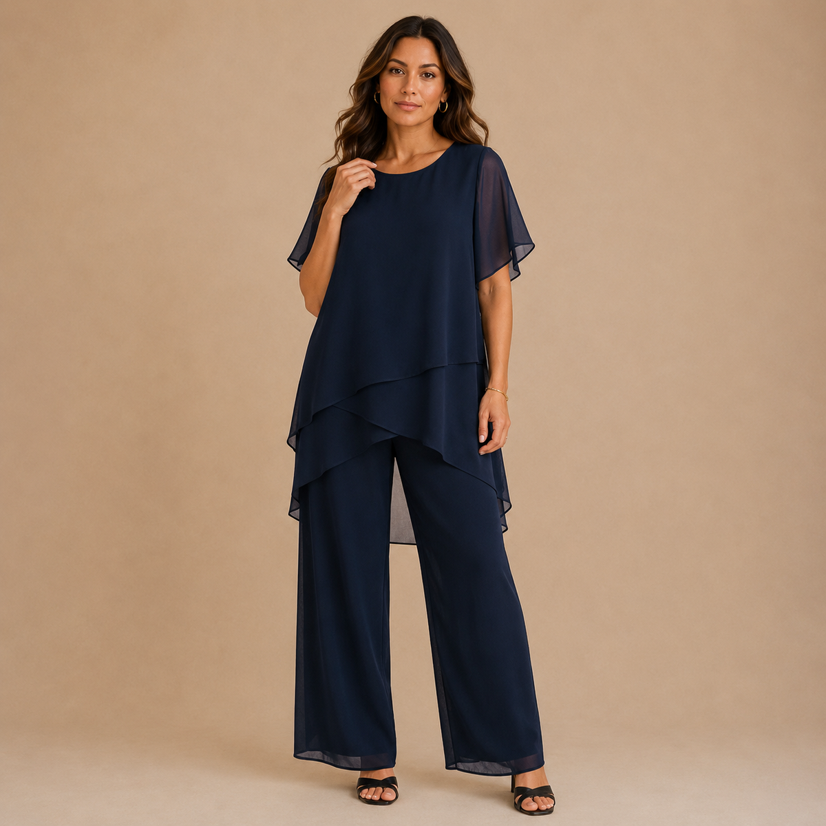 LINDA | Co-ord Set with Draped Palazzo Pants