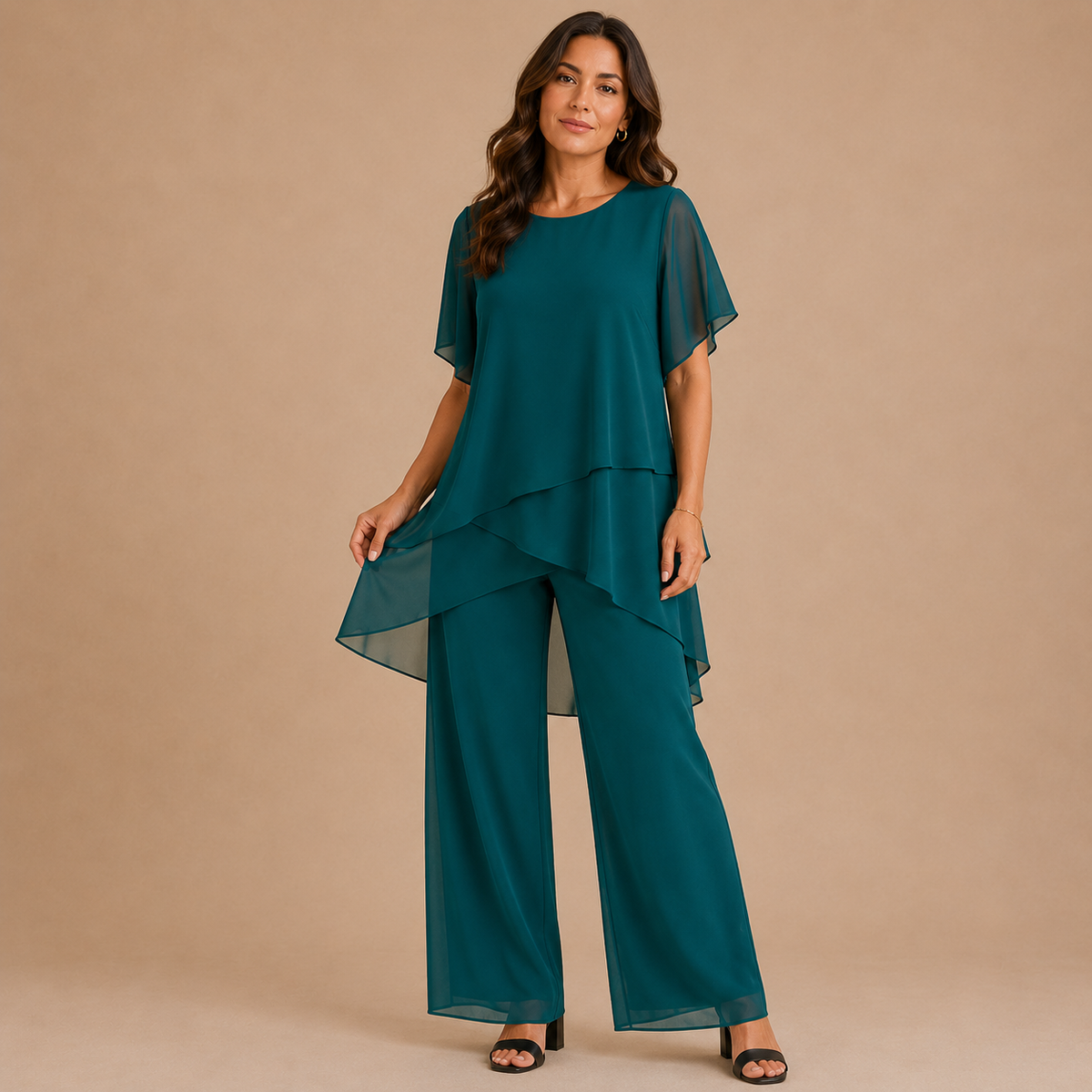 LINDA | Co-ord Set with Draped Palazzo Pants