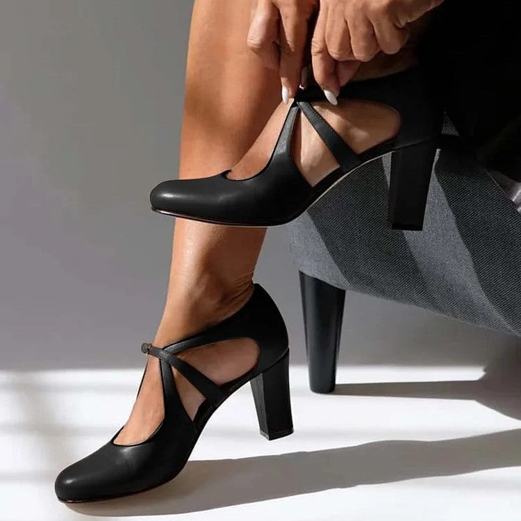 CAMILLE  | Elegant Genuine Leather Comfort Heels