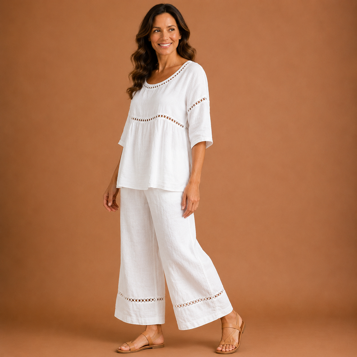 SYLVIA | Embroidered Trim Trouser Set