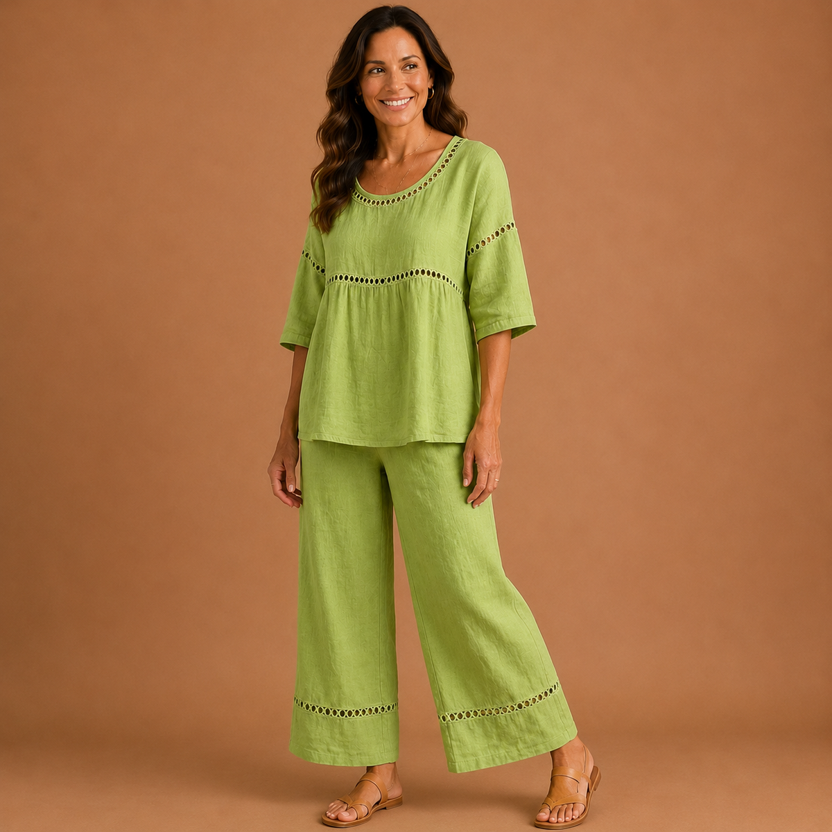 SYLVIA | Embroidered Trim Trouser Set