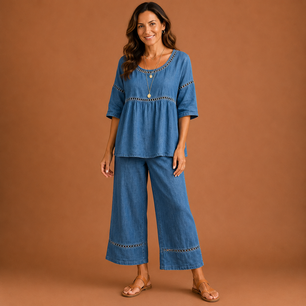 SYLVIA | Embroidered Trim Trouser Set