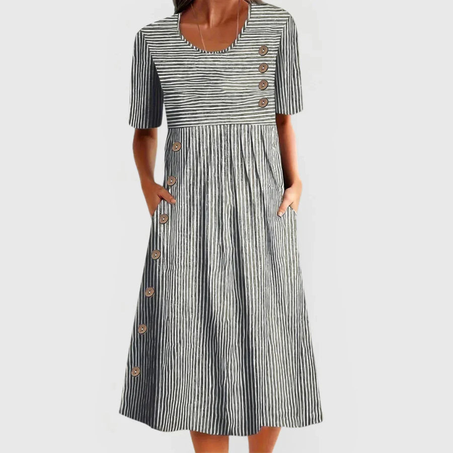 SIENNA | BREATHABLE STRIPE MIDI DRESS