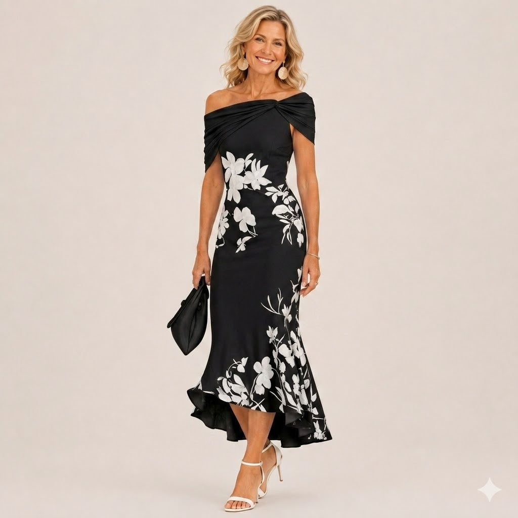 Althea | Off-Shoulder Floral Midi Dress for Women