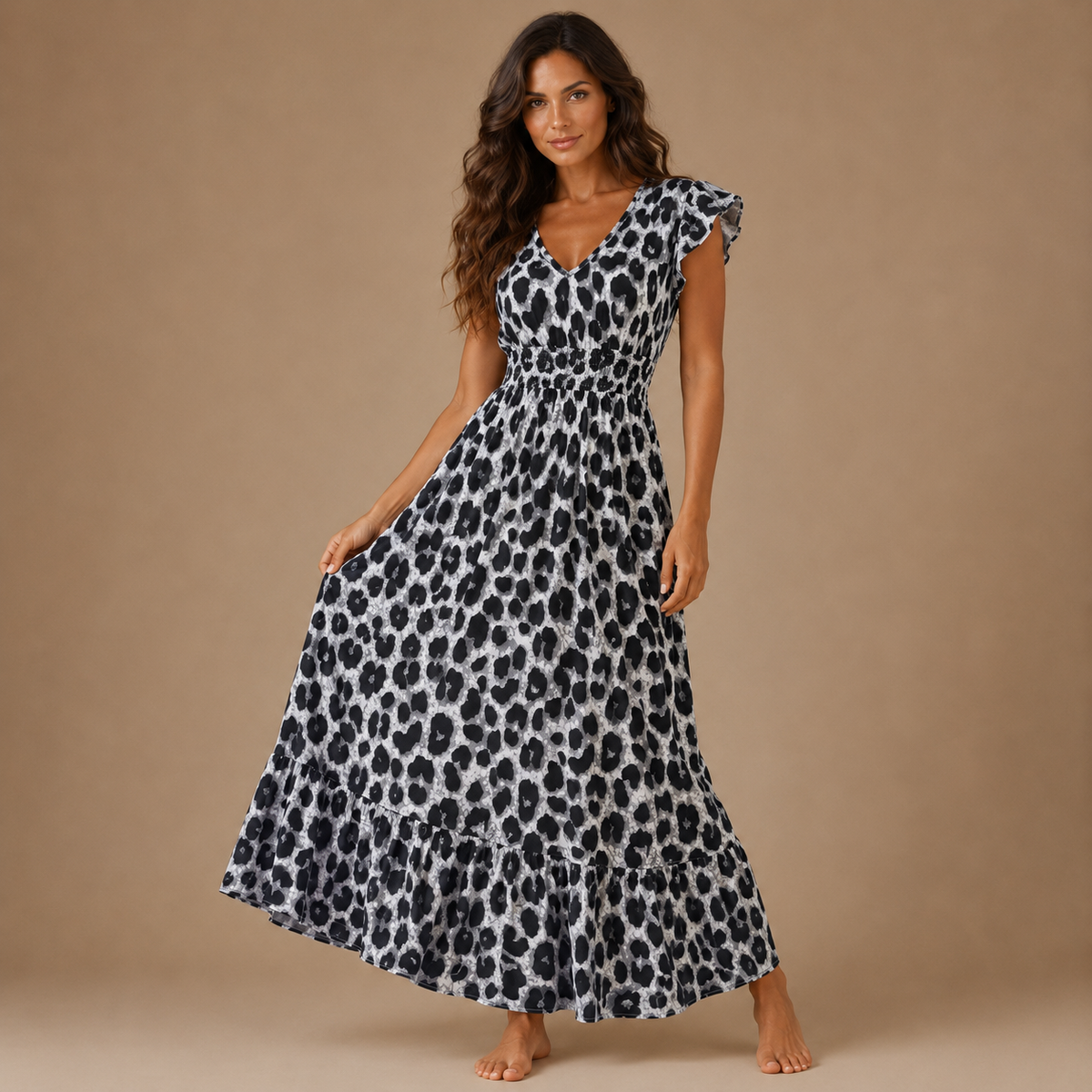 CARMEN | Baroque Maxi Dress with V-Neck