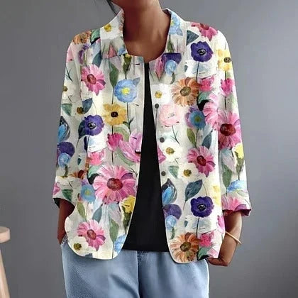 ROSALIE | HAND-PAINTED FLORAL BUTTON BLOUSE