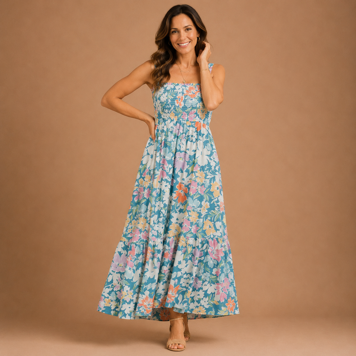 FIONA | Floral Maxi Dress with Adjustable Straps