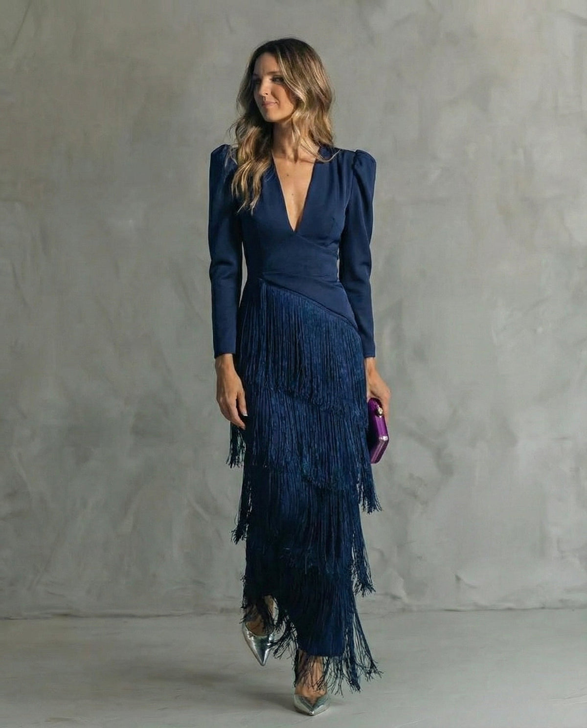 CLARA | FRINGE SLEEVE MIDI DRESS