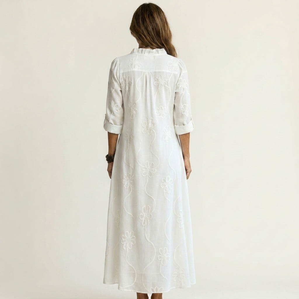 MARIAM | EMBROIDERED COTTON LINEN MAXI DRESS