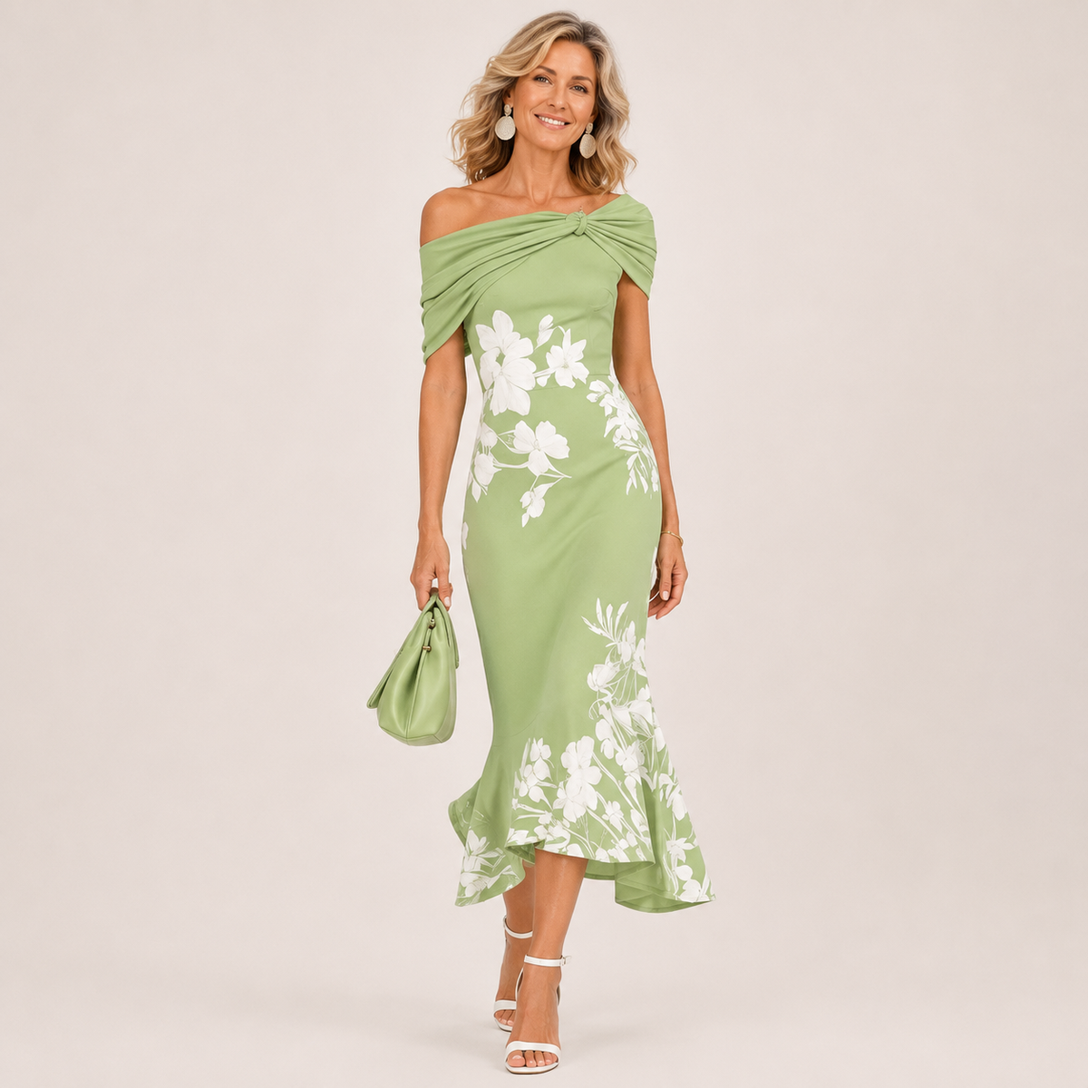 Althea | Off-Shoulder Floral Midi Dress for Women