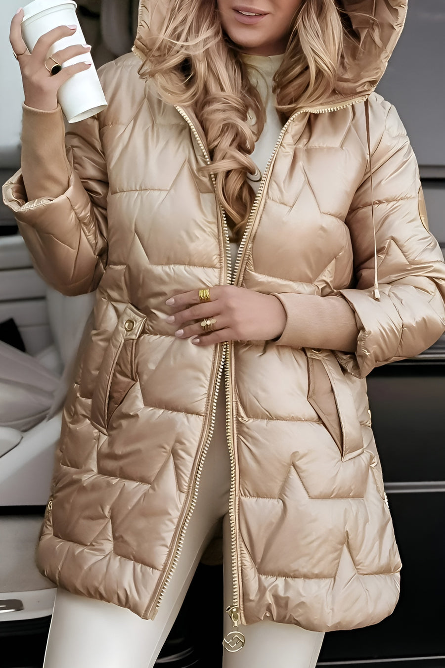 Mageina - Stylish winter coat with hood and lining