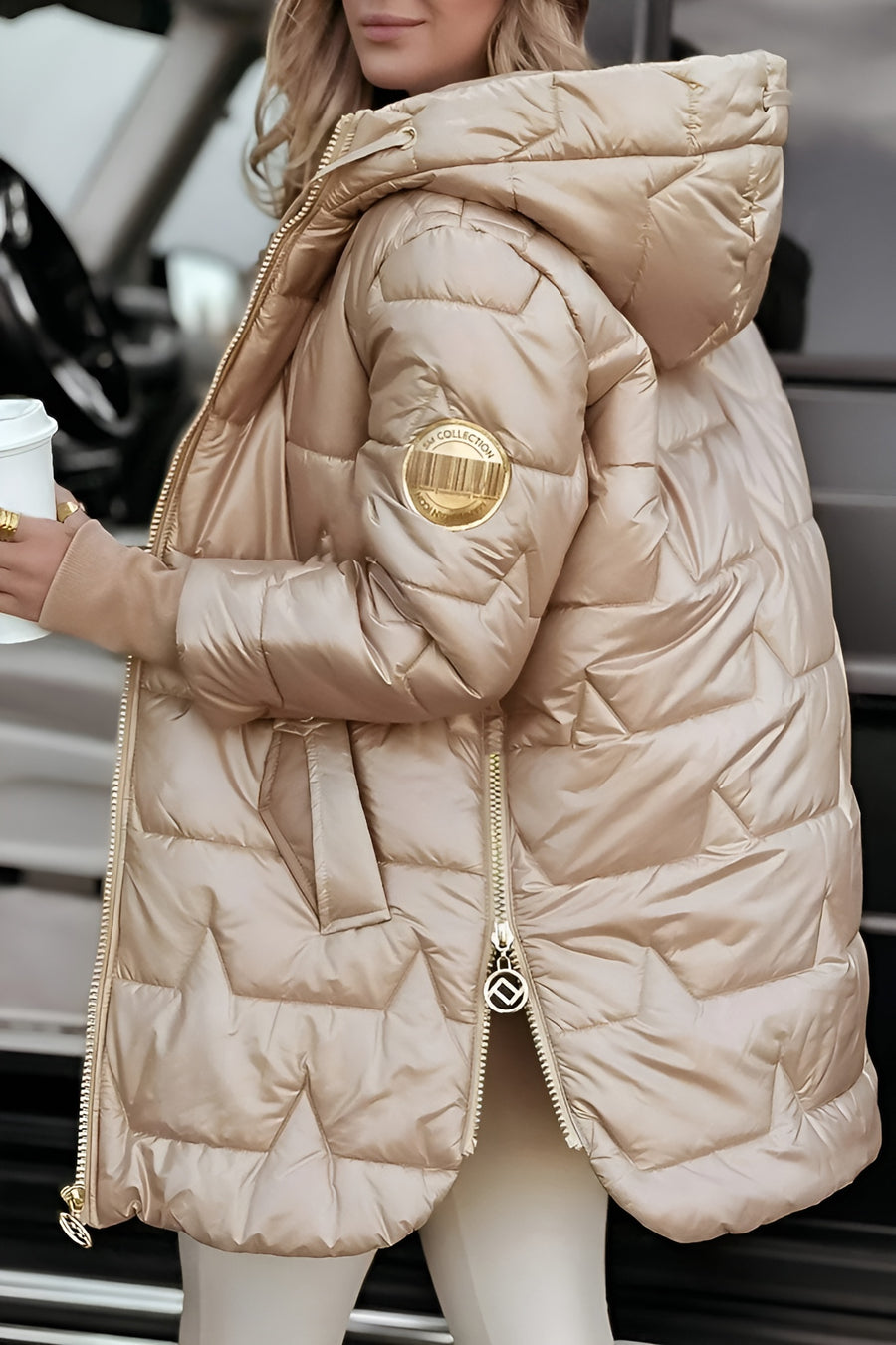 Mageina - Stylish winter coat with hood and lining