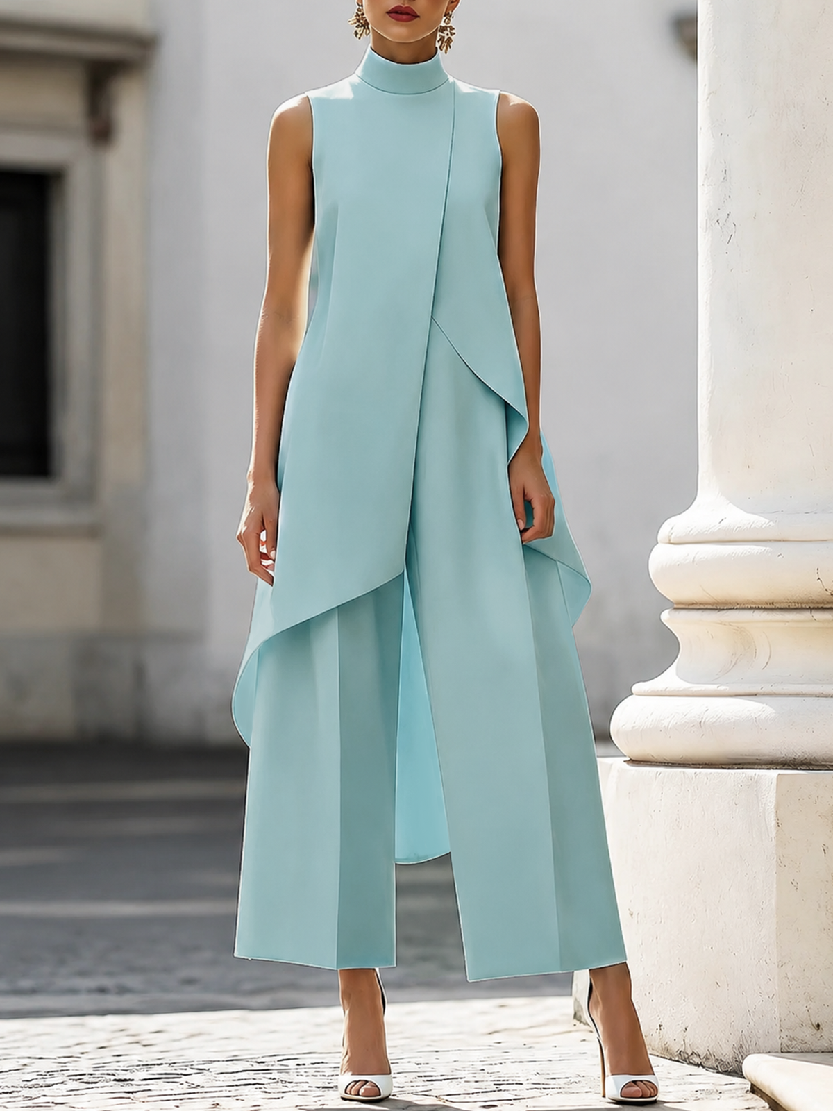 Imogen | Sculpted High-Neck Wide-Leg Jumpsuit for Women