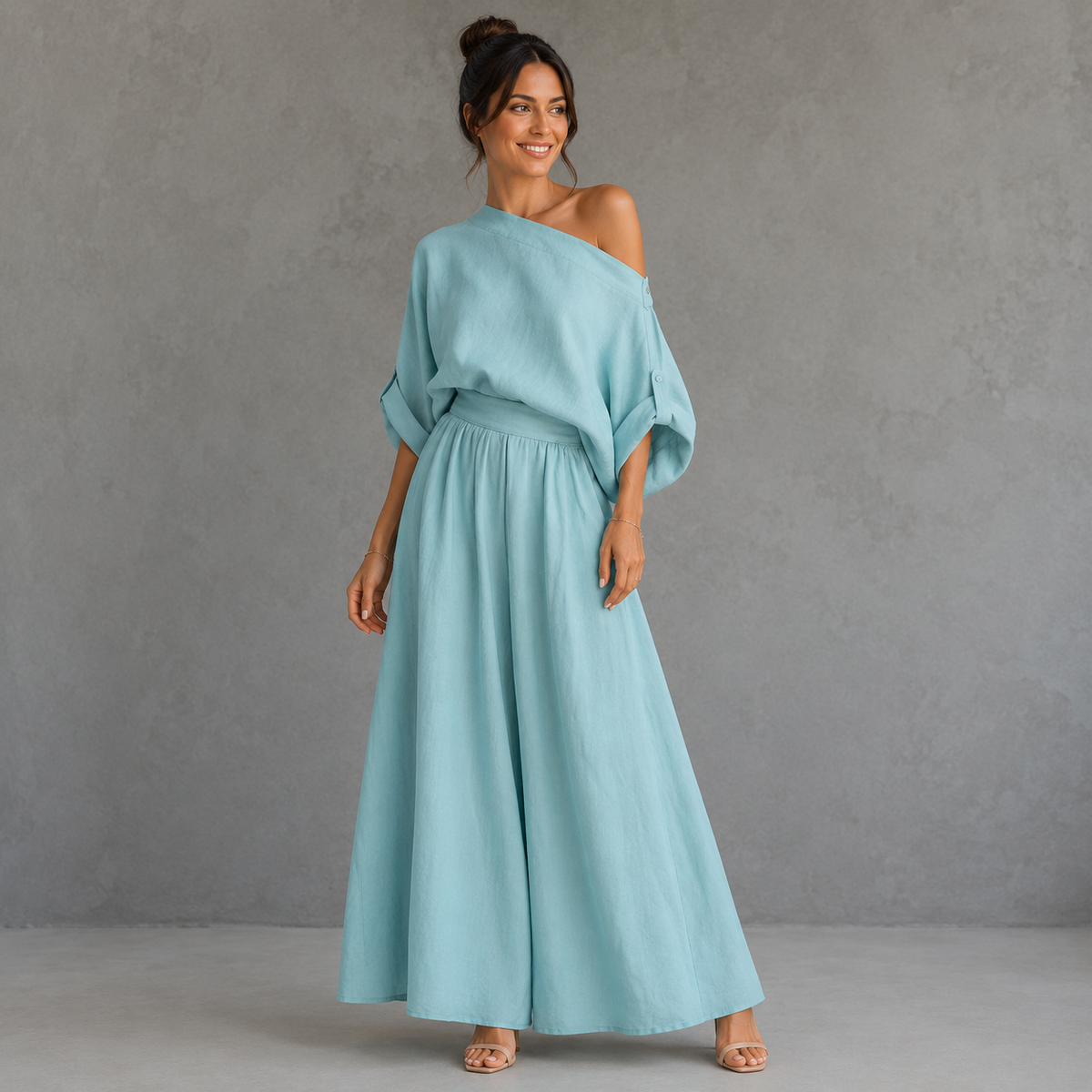 LISA | Soft Off-Shoulder Top and Tapered Pants Set