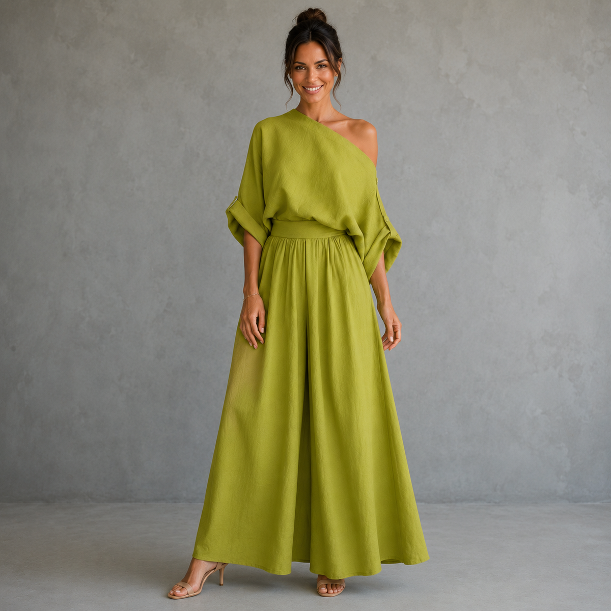 LISA | Soft Off-Shoulder Top and Tapered Pants Set