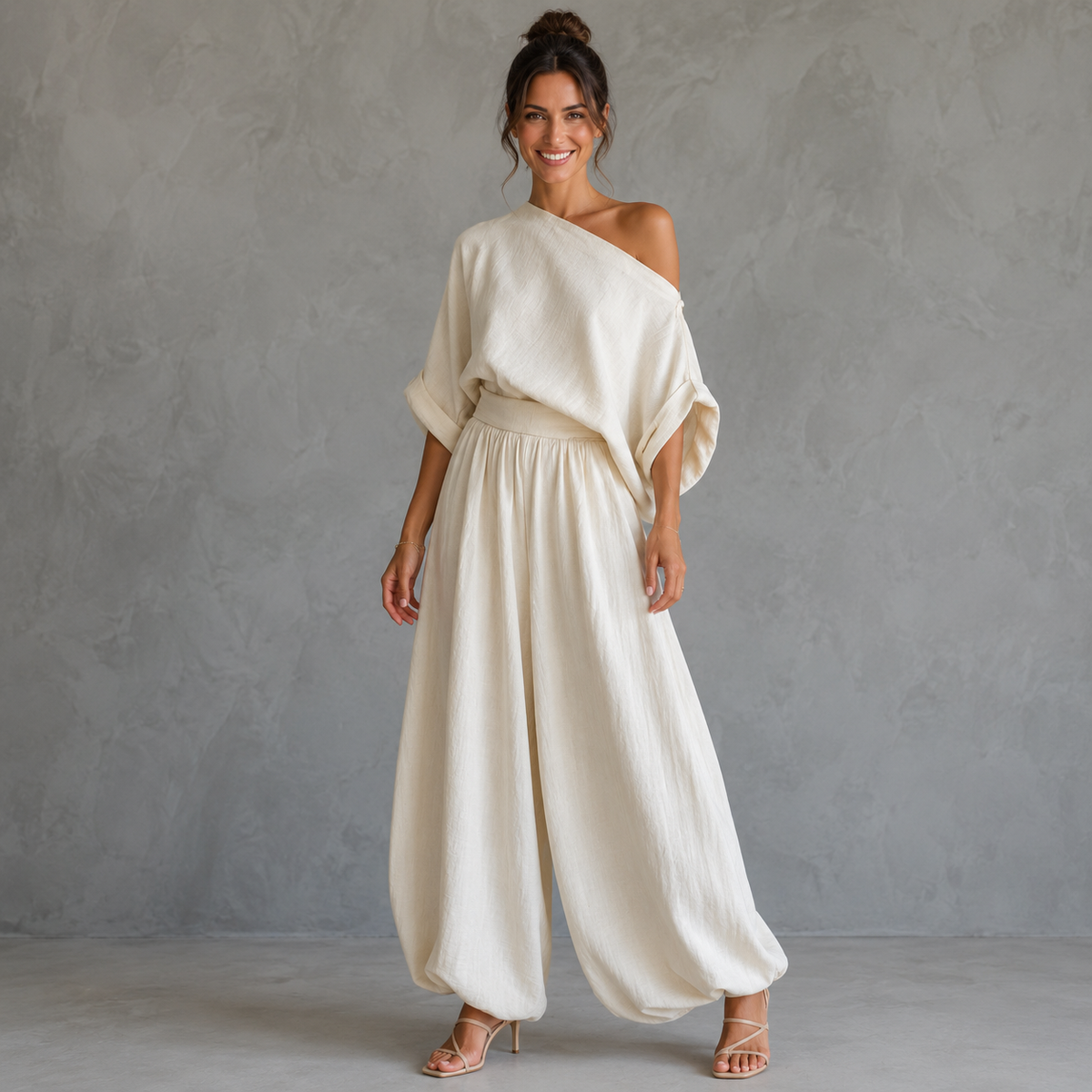 LISA | Soft Off-Shoulder Top and Tapered Pants Set