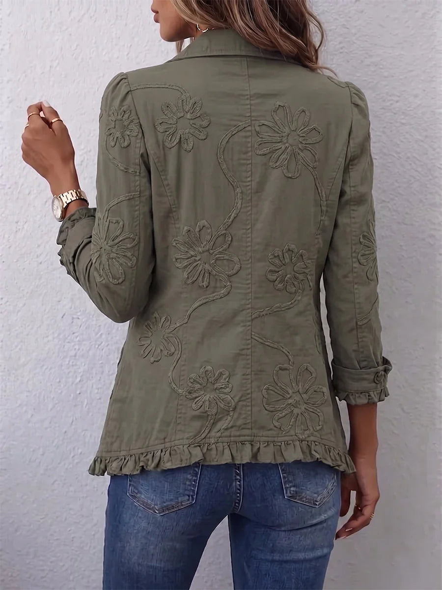 KAMBERLY | BOHO FLORAL RUFFLE-TRIM JACKET