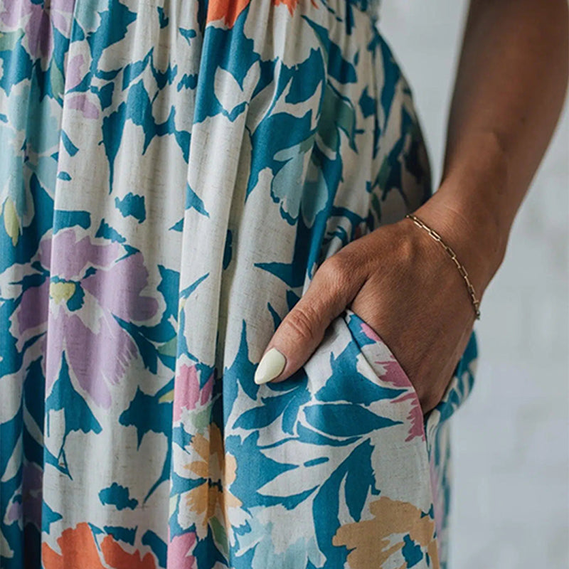 FIONA | Floral Maxi Dress with Adjustable Straps